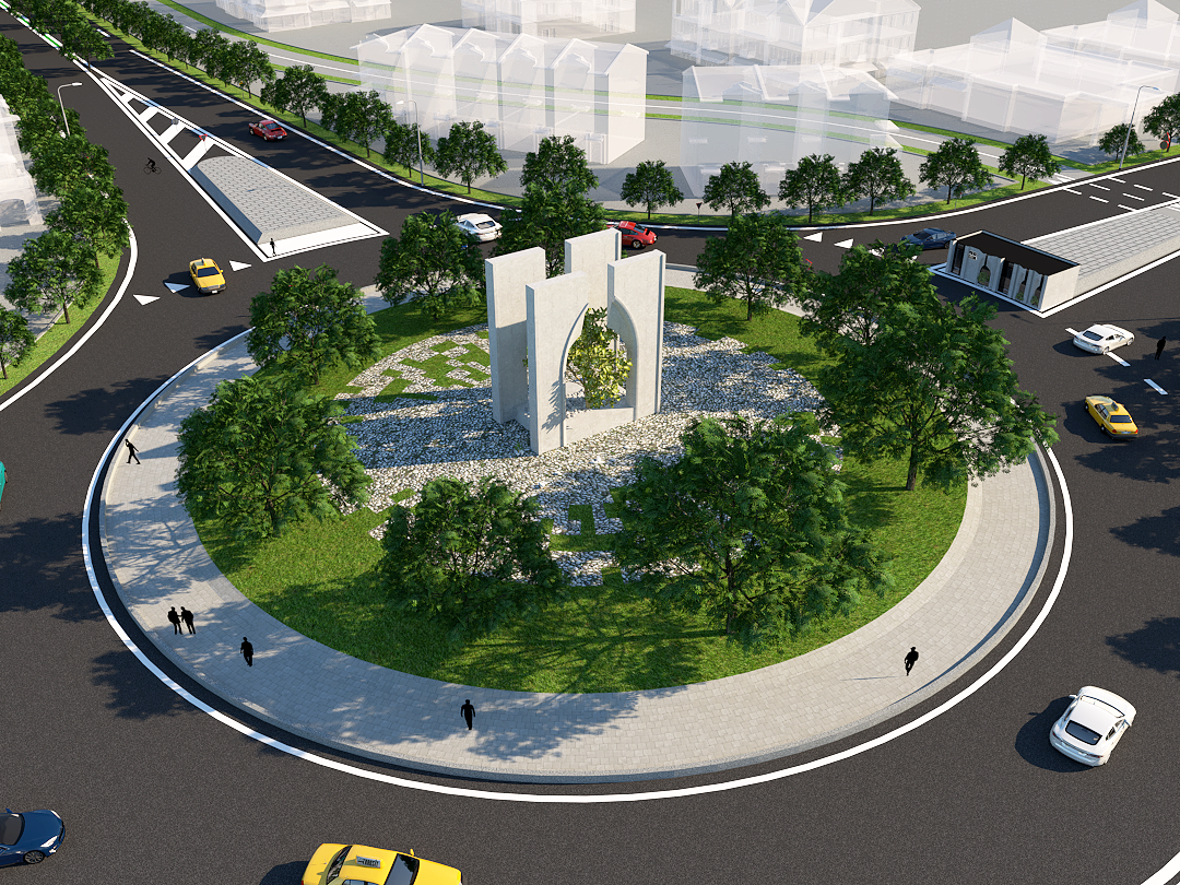 Designing Roundabout Monument and Traffic Police Station - Bahnemir