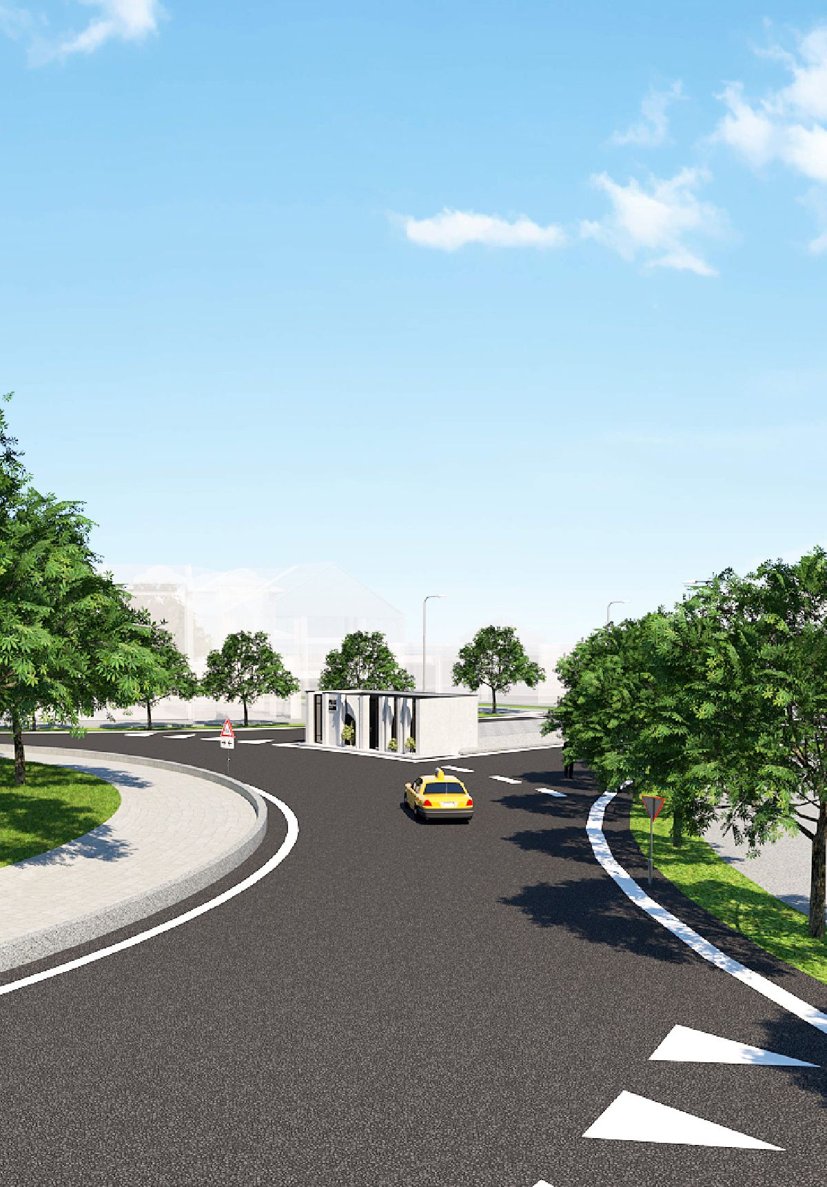 Design of the square monument and police station Design of the square monument and police station